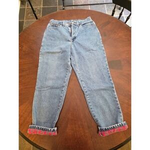 L.L. Bean Women's Double L Relaxed Fit Jeans With Plaid Lining 8 Regular (